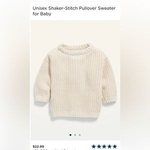 Unisex shaker stitch pullover sweater for baby